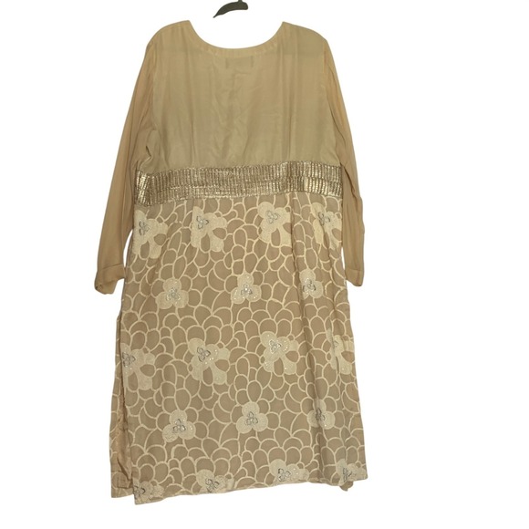 Nazila Couture sz Med Sheer Sleeve Silk Kurta Embroidery & Sheer Overlay NWOT - Picture 2 of 13